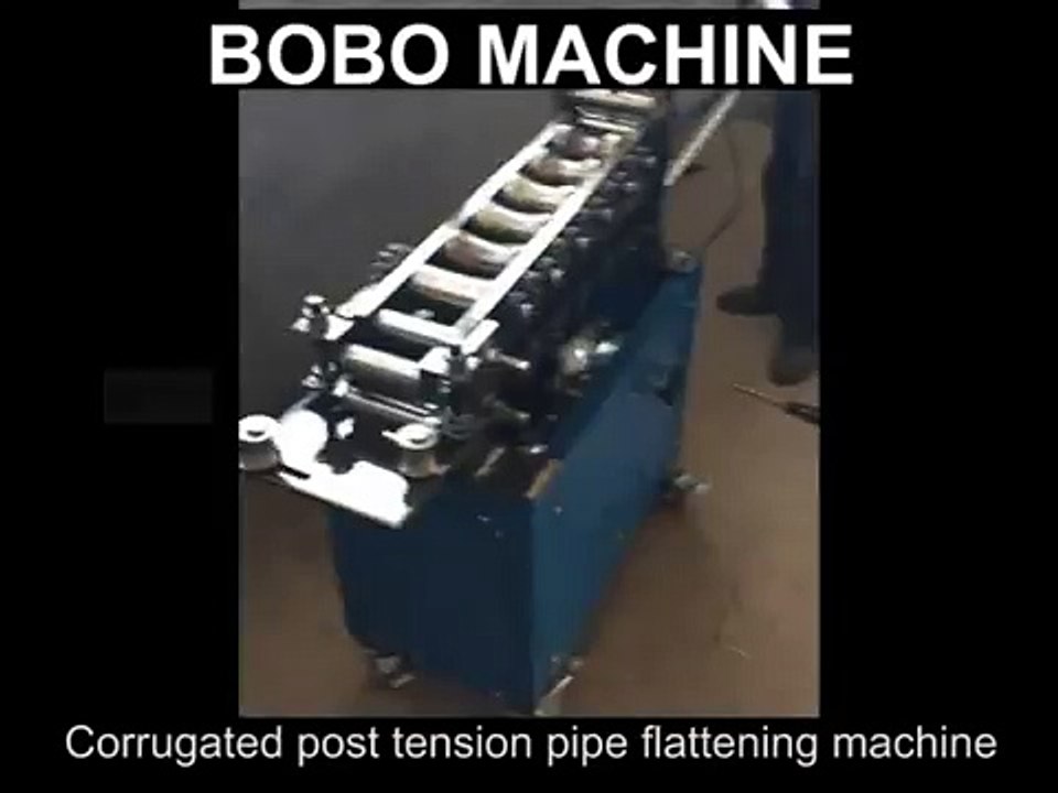 Corrugated post tension pipe flattening machine