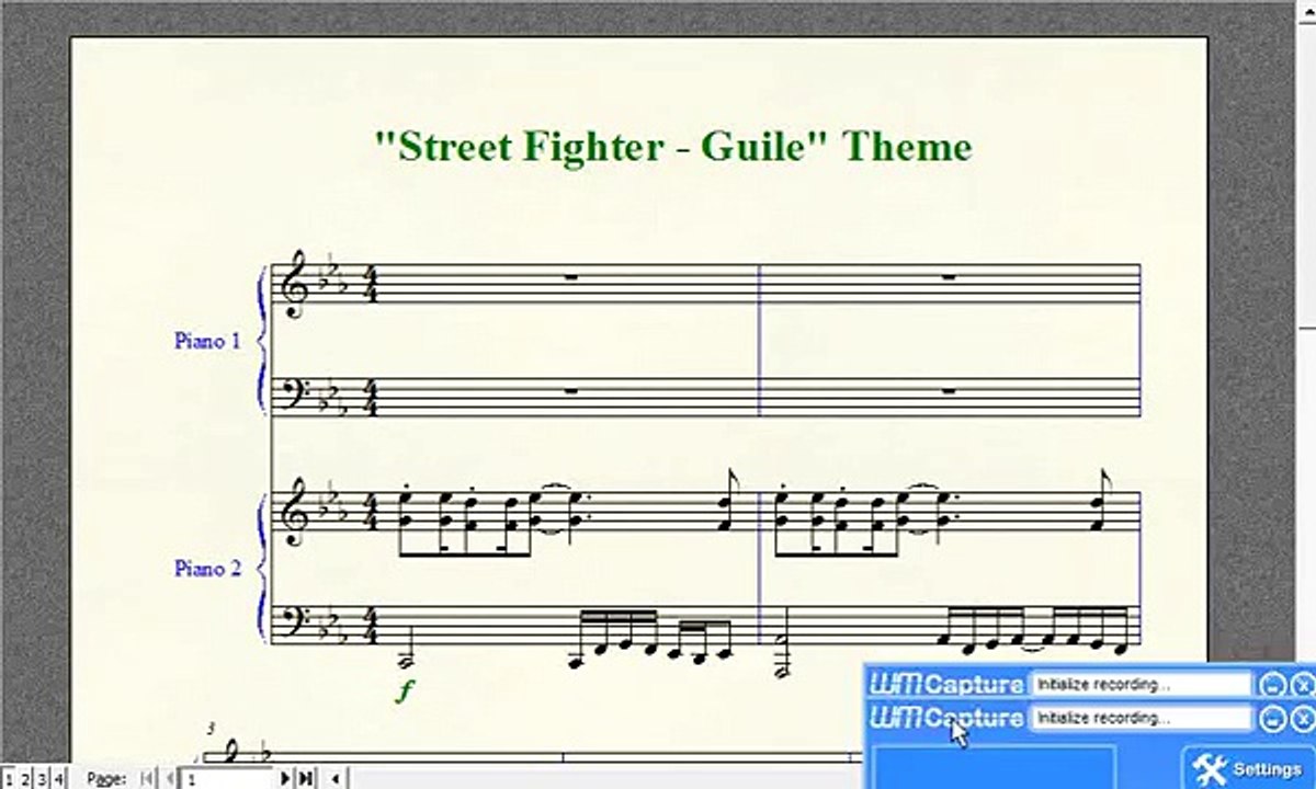Piano Sheet Music - "Street Fighter 2 - Guile" Theme