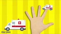 Finger Family Nursery Rhyme - Fire truck Police Car Ambulance Tow Truck School Bus - Children Songs
