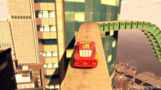 Big Ramp Lightning McQueen disney pixar car by onegamesplus jumping over the city