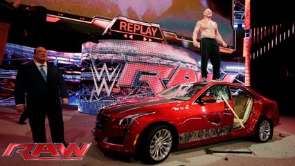 Brock Lesnar destroys J&J Security's prized Cadillac- Raw, July 6, 2015