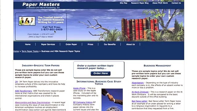 Paper Masters- Business and MBA Research Papers