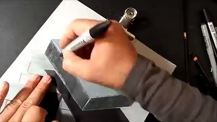 3D Drawing Tunnel Stairs, Anamorphic Illusion, Time Lapse