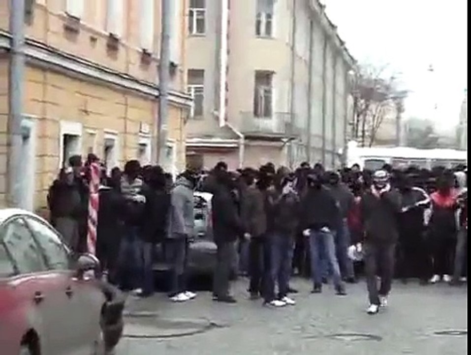 Russian football Hooligans - Spartak (Moscow) in Saint-Petersburg