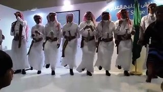 Music and dance ensemble from Rijal Alma, Asir, Saudi Arabia, in the Abu Dhabi Book Fair 2013