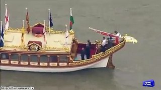 Royal river salute to Queen Elizabeth on becoming longest serving monarchy.