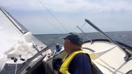 San Juan 24 sailing in 20 knot breeze