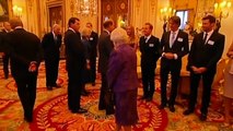 Queen Elizabeth II meets Australian celebrities at Buckingham Palace