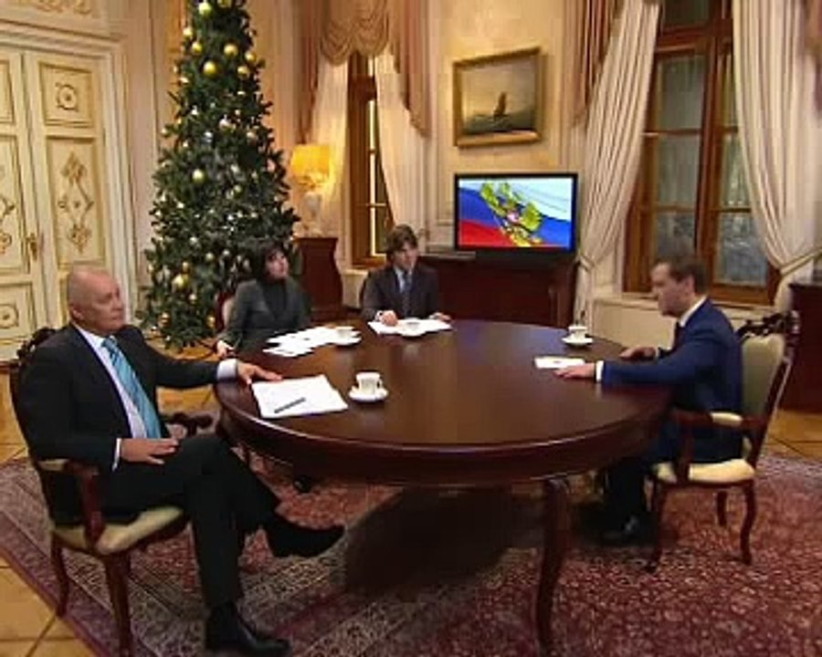 Д.Медведев.Интервью российским телеканалам.24.12.08.Part 2