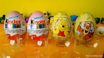 2013  Unwrapping 4 Kinder Joy Surprise Eggs Disney Princess and Winnie the Pooh characters