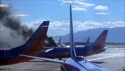 Plane on Fire on Runway At Las Vegas Airport