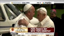 Pope Francis I and Benedict XVI praying to a Black Madonna