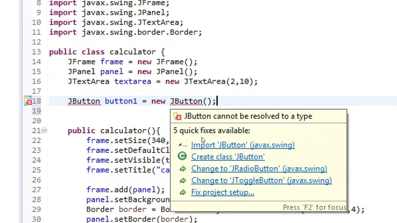 how to create a calcualtor in eclips java part 3