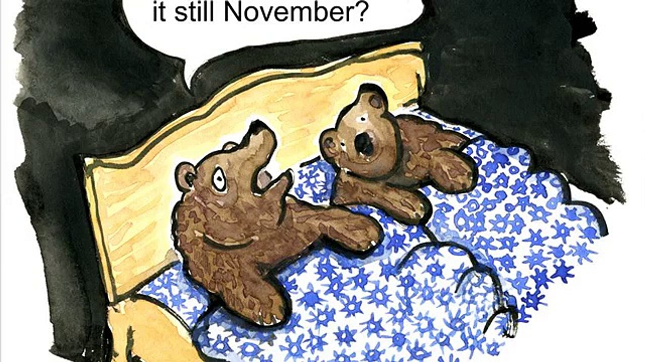 cartoon bear trying to sleep