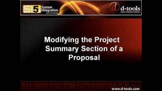 SI5.5 Modifying the Project Summary