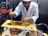 Japan Documentary : (part 5. eating) Japanese giant unagi (eel) preparation at a 5 star  Hotel
