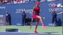Kristina Mladenovic showing off her juggling skills during US Open Tennis Championships