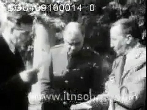 Churchill, Roosevelt, and Stalin meet at the Three-Power Conference in Tehran, Iran