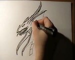 Schwarzen Drachen zeichnen / drawing a black dragon - Speedpainting