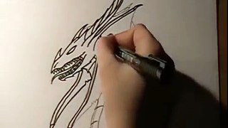 Schwarzen Drachen zeichnen / drawing a black dragon - Speedpainting