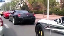 30 Ferraris leaving gas station