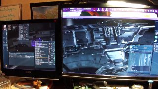 Two monitors used in EVE-Online Incursion