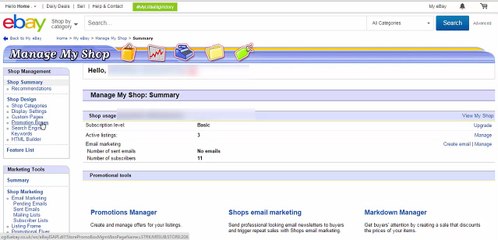 How to create promotion boxes in eBay shop