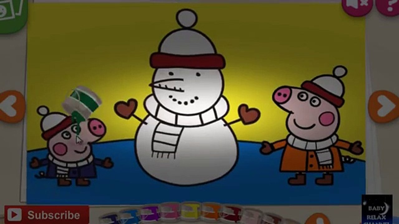 Peppa Pig - Peppa and George Snowman - Coloring Book [FULL EPİSODE]