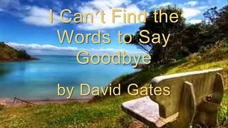 I Can't Find The Words To Say Goodbye - David Gates