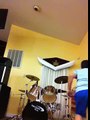 Ten year old boy on the drums