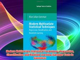 Modern Multivariate Statistical Techniques: Regression Classification and Manifold Learning