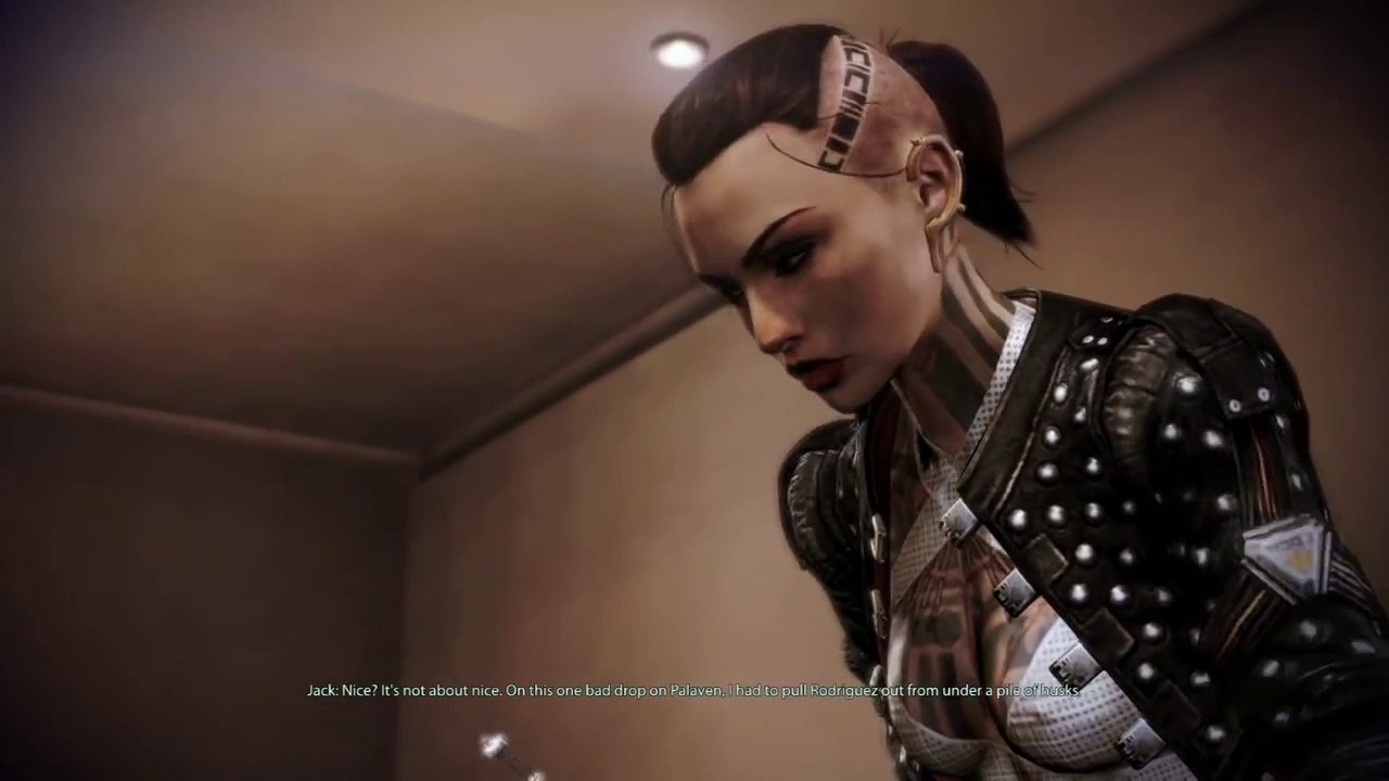 Mass Effect 3: Jack gives Shepard a tattoo (romance)