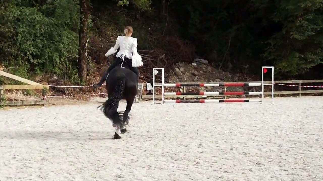 marion panier et phéa jument frison démo dressage spectacle