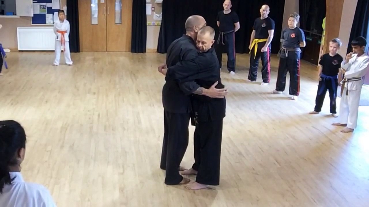 Front bear hug self defense with kata application