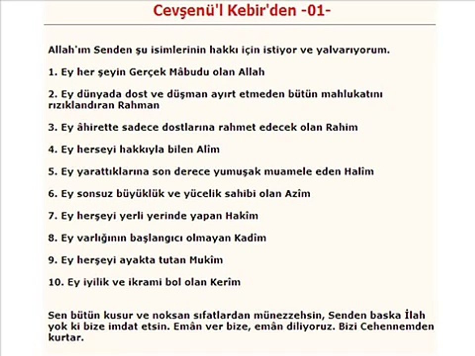 Turkce Cevsen Türkçe Cevşen 1-14