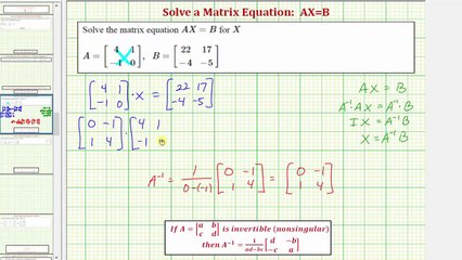 Ex 2: Solve the Matrix Equation AX=B (2x2)