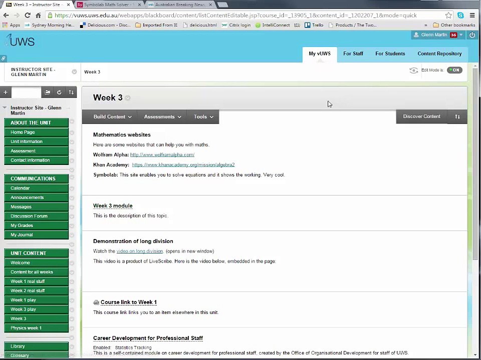 Adding a link to a vUWS site