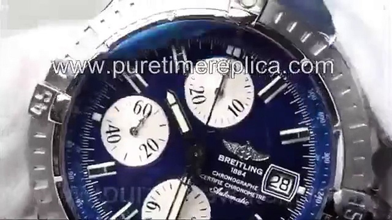 Swiss replica watches replica Breitling Chronomat Evolution SS Blue Stick Dial on Blue Rubber Strap
