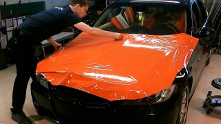 Auton yliteippaus - BMW gloss orange car wrap