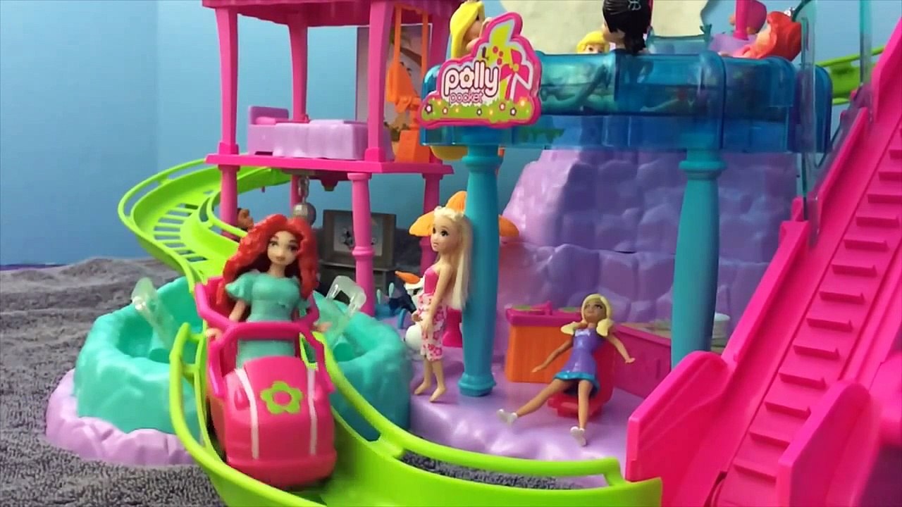 Polly Pocket Roller Coaster Ride Frozen Elsa Anna Merida Hans Barbie Toys DisneyCarToys