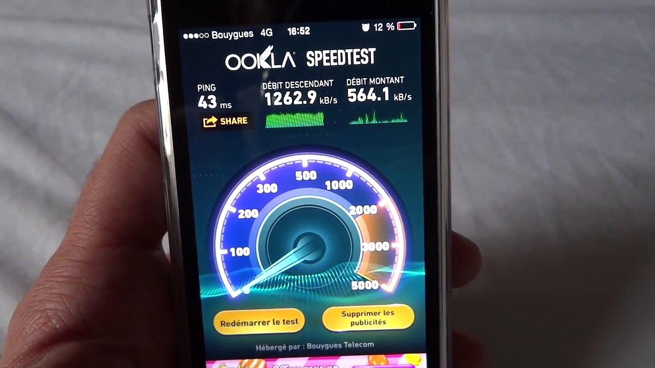 TEST DEBIT 4G BOUYGUES TELECOM AVEC IPHONE 5 PARIS CLICHY HOUILLES CARRIERES SUR SEINE