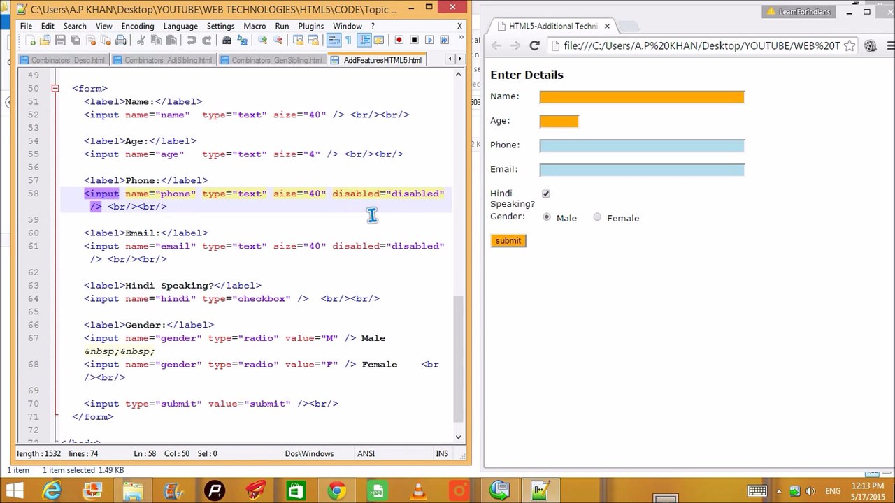 HTML5-CSS BASED FORM RULES EXPLAINED WITH EXAMPLE (IN HINDI)