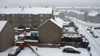 The snow is falling in Dundee, Scotland