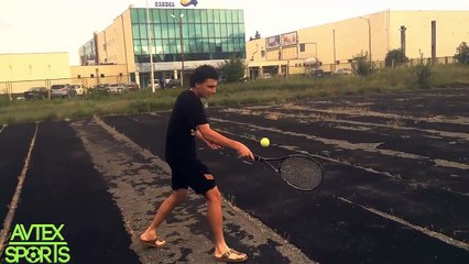 Young Tennis Player Doing Amazing Ronaldinho Skills