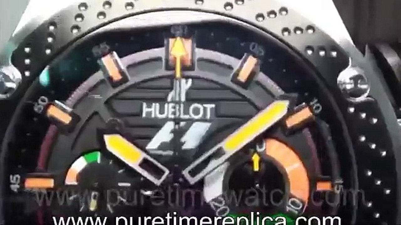 Swiss replica watches replica Hublot Big Bang King Power F1 India SS Black Dial Leather Strap A7750
