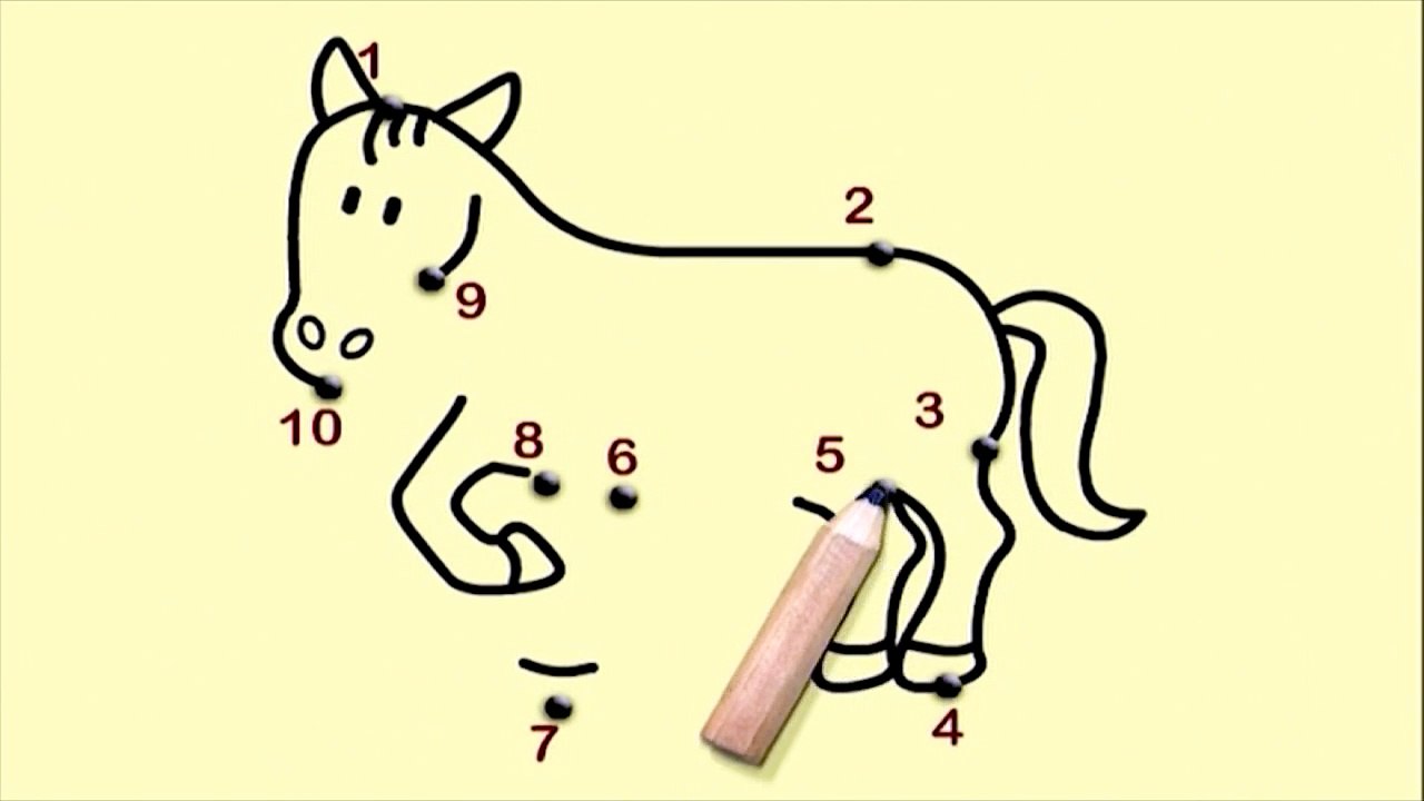 BabyFirstTV: Connect the Dots: HORSE | Learn Animals for Toddlers | Drawing Lesson Cartoons