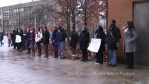 Members of the MIT community gathered in silent protest on Wednesday. President Reif