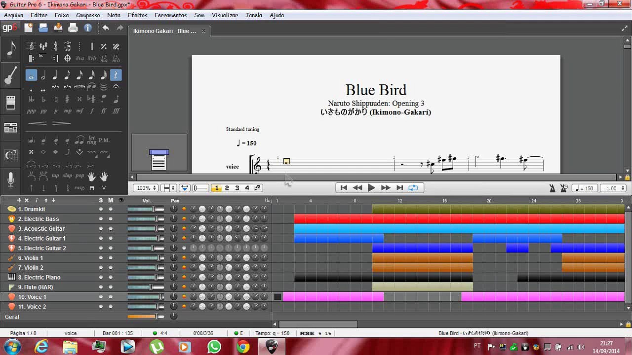Naruto Shippuuden 3rd Opening - Blue Bird「ブルーバード」(Guitar Pro 6)