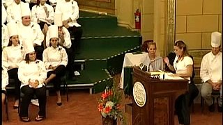 Iron Chef Cat Cora Speaks at CIA Commencement