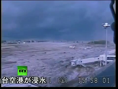 Japan earthquake: CCTV video of tsunami wave hitting Sendai airport